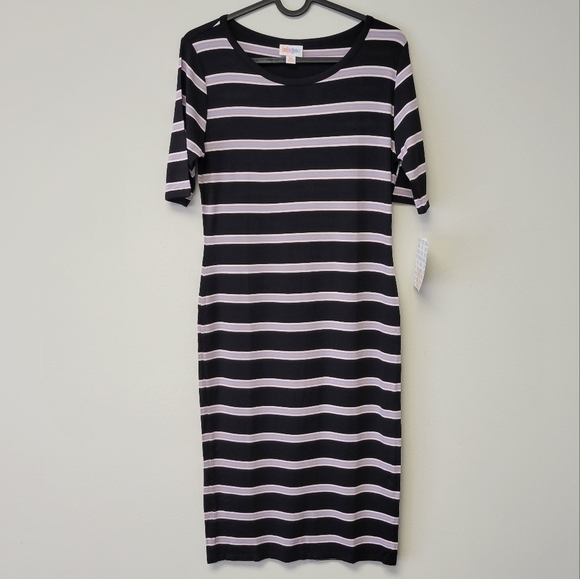 Lularoe Julia striped midi dress Black XS - Picture 1 of 7